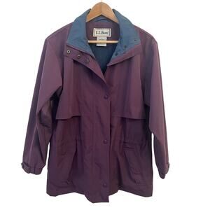 LL Bean Rain Jacket Womens Small P Windbreaker Purple No Hood Lightweight Zip